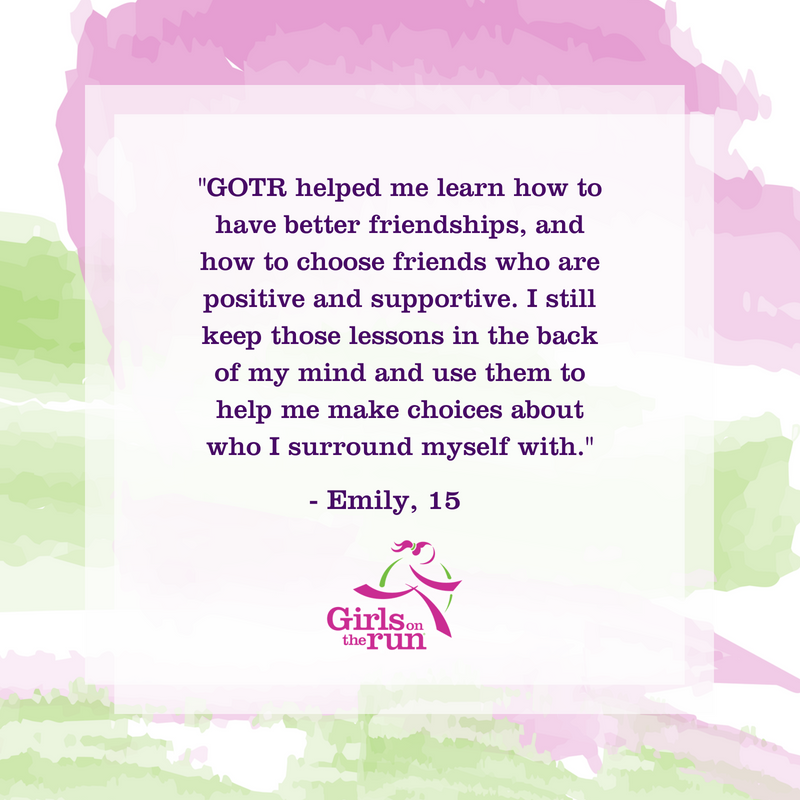 GOTR helped me learn how to have better friendships, and how to choose friends who are positive and supportive. I still keep those lessons in the back of my mind and use them to help myself make choices about who I surround myself with.